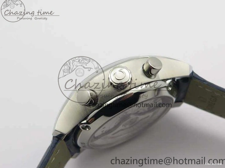 0308 MoistureWicking De Ville Chronograph SS OMF 1:1 Best Edition Blue Dial On Blue Leather Strap A 8110